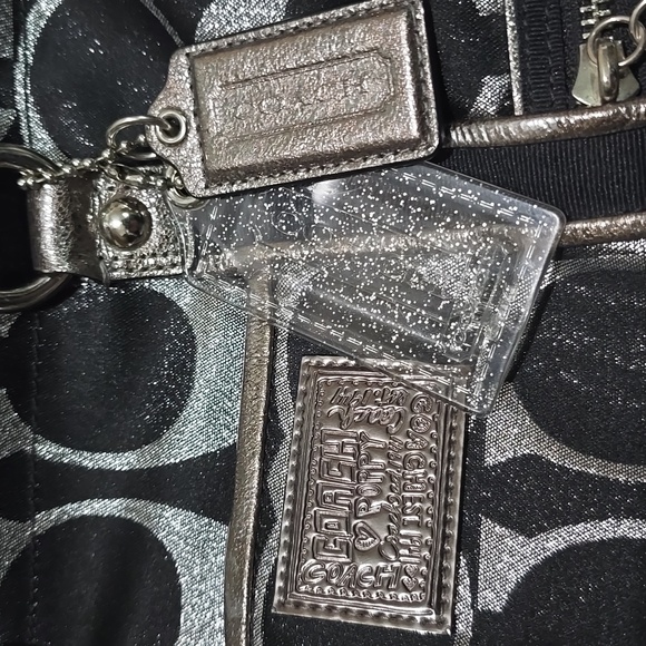 COACH Poppy Silver Sateen Spotlight Sacthel Crossbody Metallic Leather - Picture 13 of 15